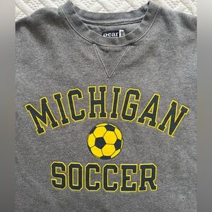 Vintage Gear For Sports Big Cotton Michigan Soccer Sweatshirt Grey Men S Unisex